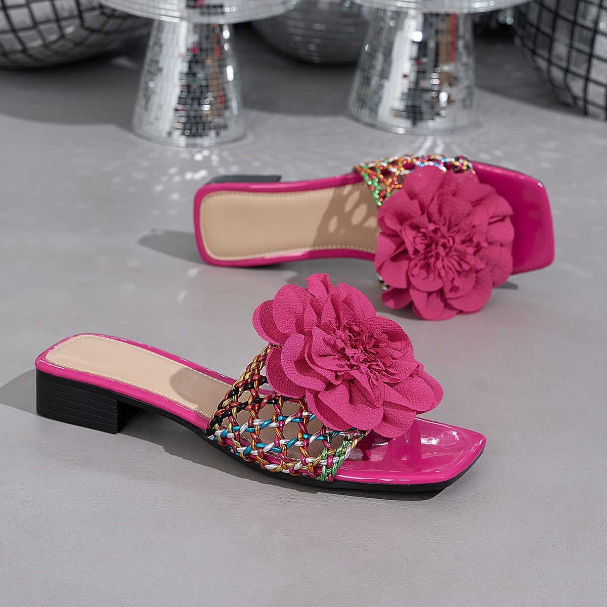 Elegant Women's Colorful Woven Flip-Flops, Women Shoes