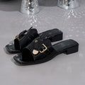 Elegant Women'S Stylish Patent Square-Toed Sandals, Women Shoes