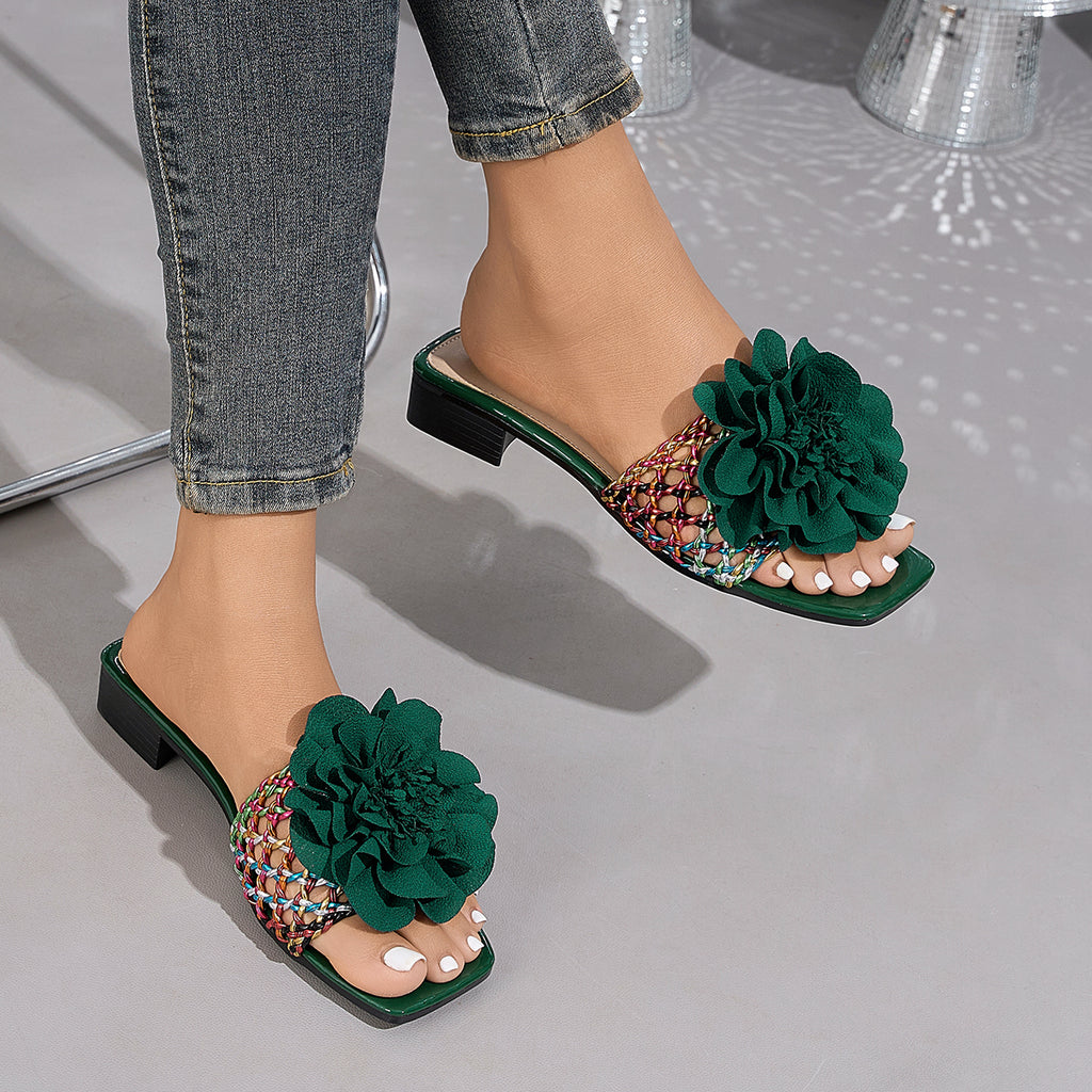 Elegant Women's Colorful Woven Flip-Flops, Women Shoes