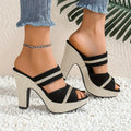 Elegant Women'S Casual And Comfortable High-Heeled Sandals for All Seasons, Featuring a Bohemian Style with Thick Soles, Perfect for Parties And Nightclubs., Women Shoes