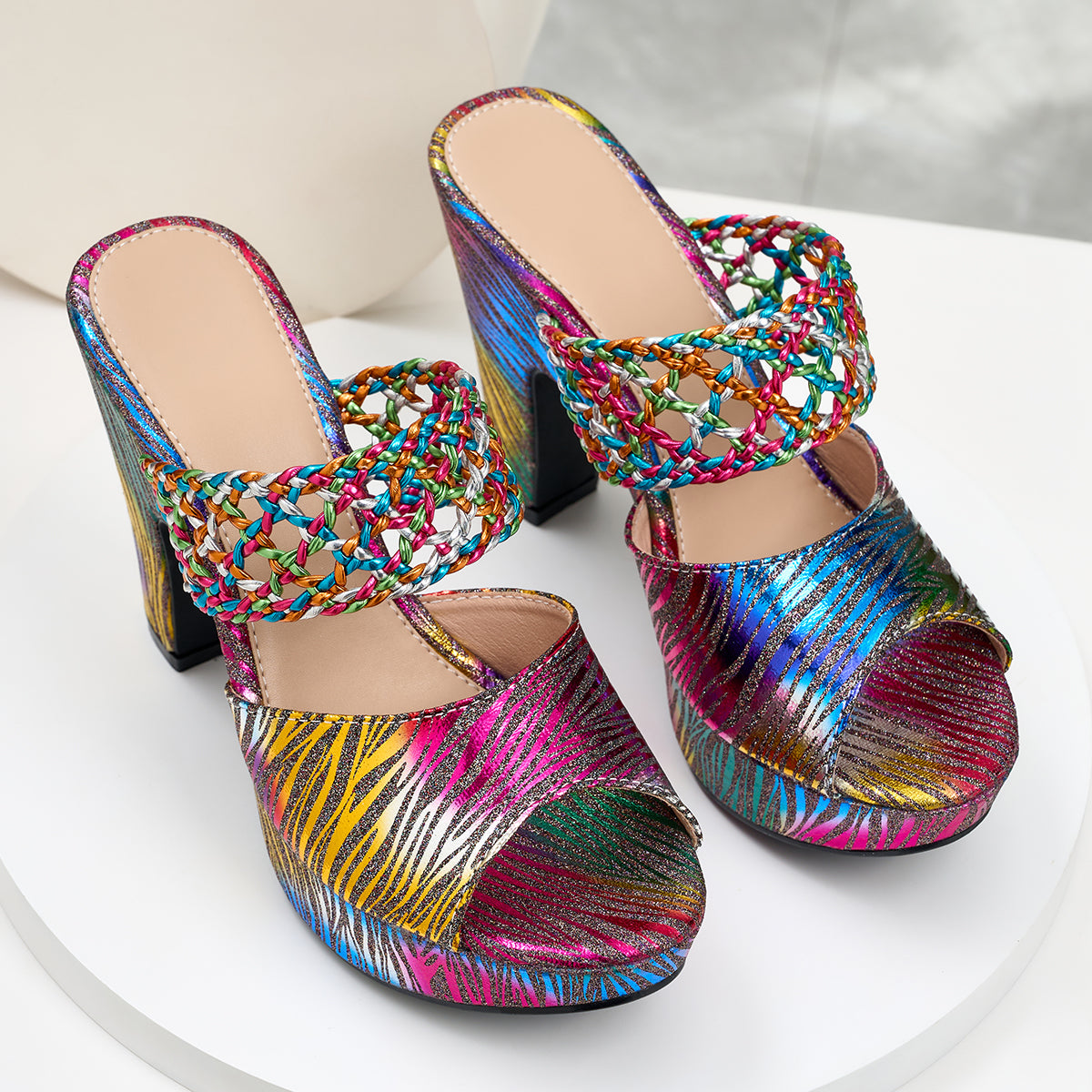 Elegant Women's Fashion Open-Weave High-Heel Sandals, Women Shoes