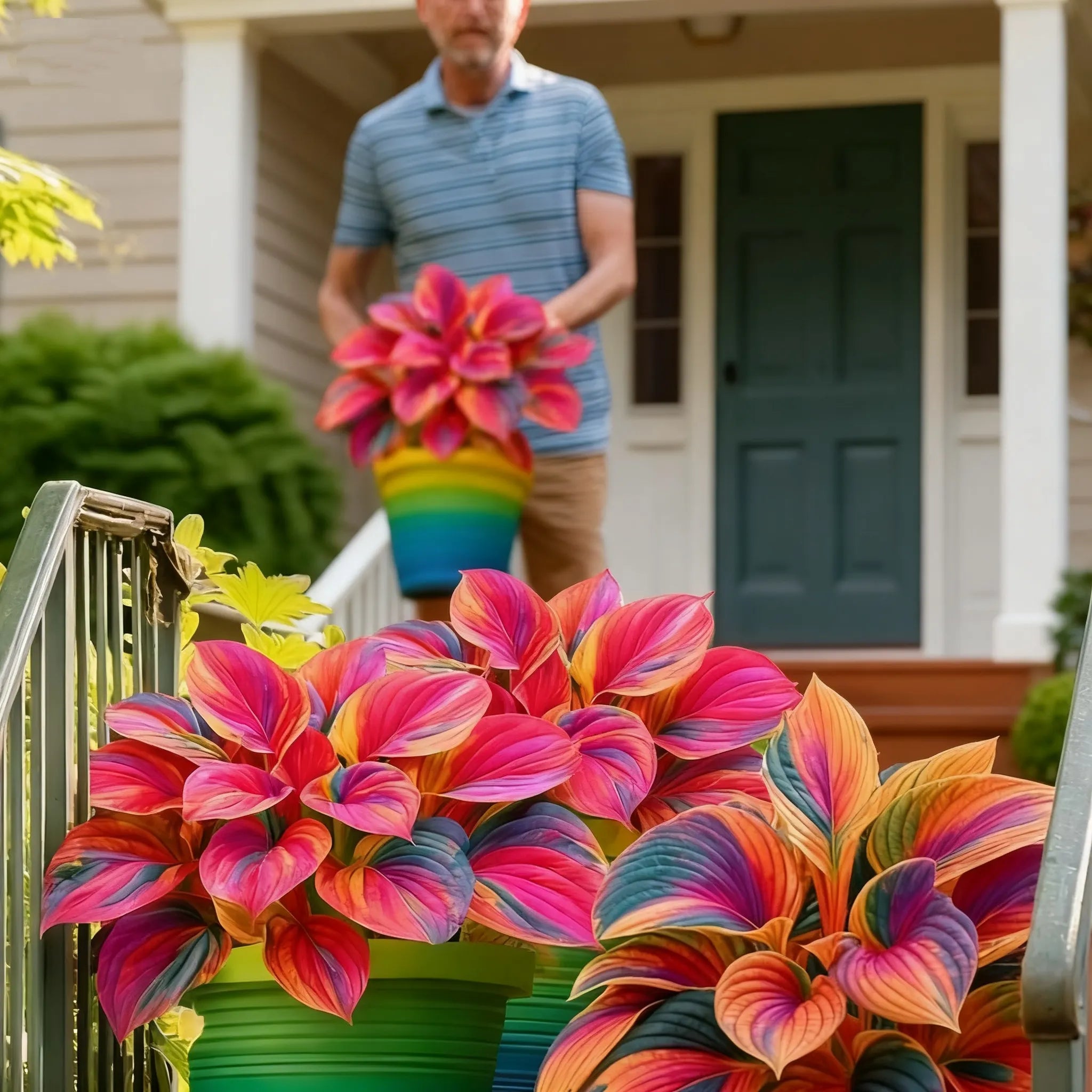 🌈🔥 Limited Edition Rainbow Flame Hostas -Rare Multicolor Foliage. Exclusive to Our Store 🌸