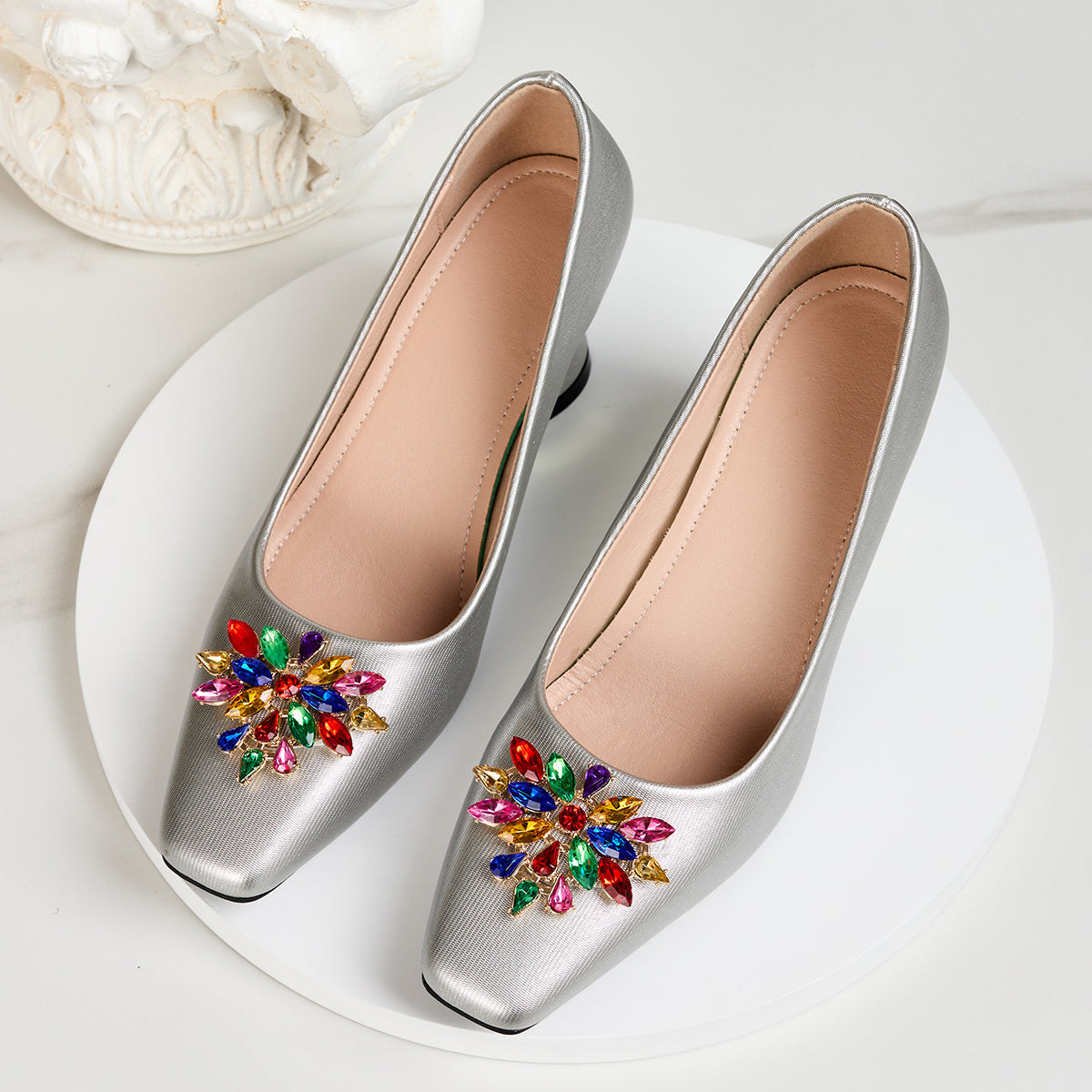 Elegant Women's High Heels - Chunky Block Square Toe Fashion Style, Suitable for Weddings, Parties, Balls and Travel, Women Shoes