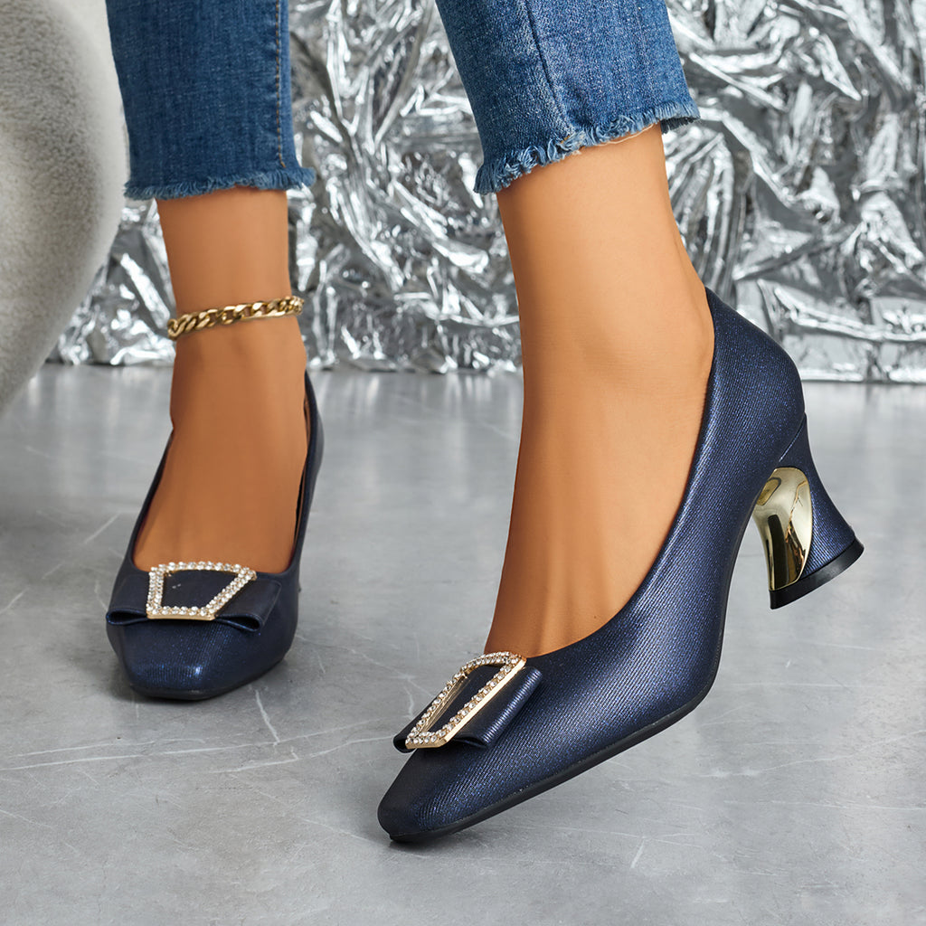 Ladies' Stylish Casual Square-Toed High Heels, Comfortable Chunky Heel Versatile Style., Women Shoes
