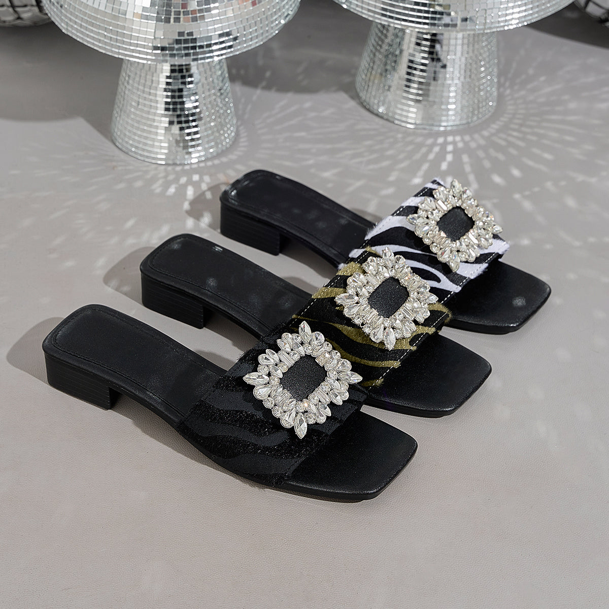 Elegant Women's Square-Toe Shoes with Buckle, Women Shoes