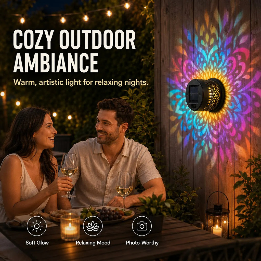 Solar Mandala Wall Light | Outdoor Garden Fence Projector Lamp 🪐🌌