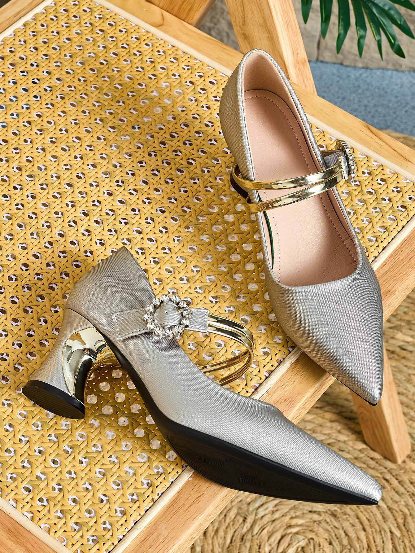 Elegant Ladies Casual Pointed High Heel Mules Comfortable Thick Heels All-match Style Suitable for Travel and Nightclub Parties, Women Shoes