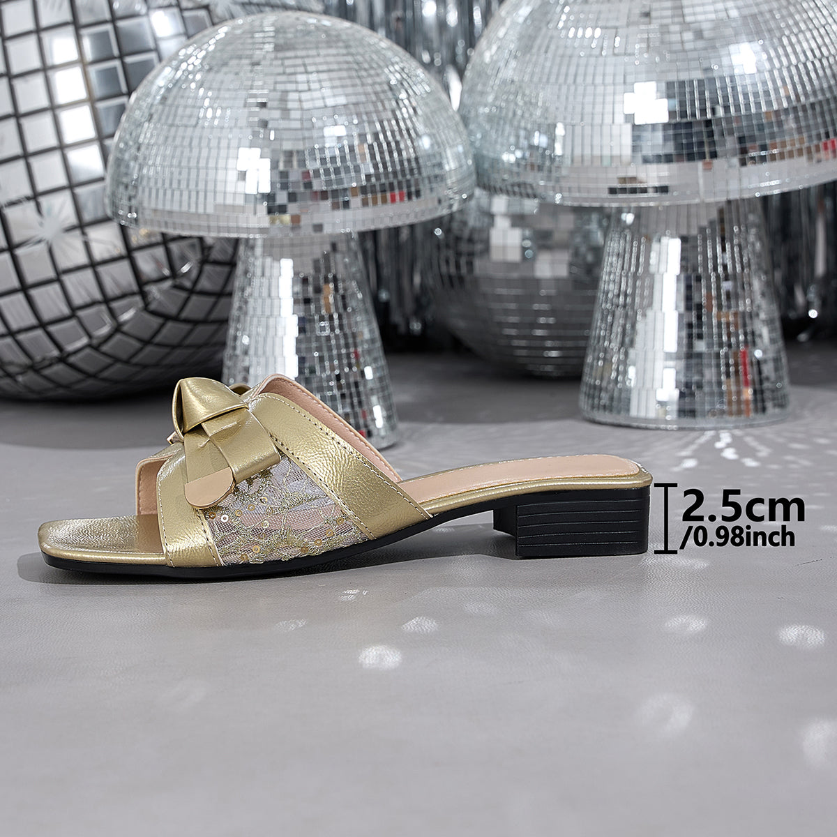 Elegant Lady Lace Bow Square Toe Sandals, Women Shoes