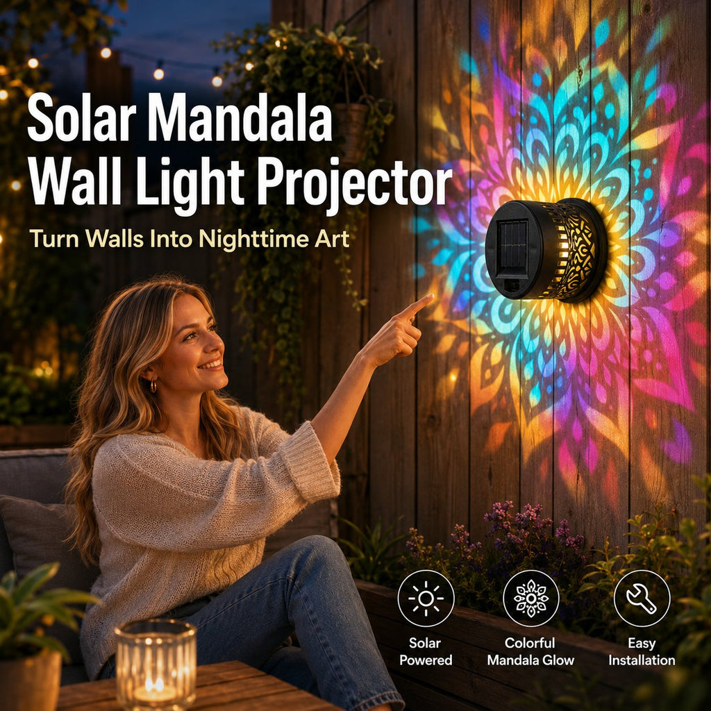 Solar Mandala Wall Light | Outdoor Garden Fence Projector Lamp 🪐🌌