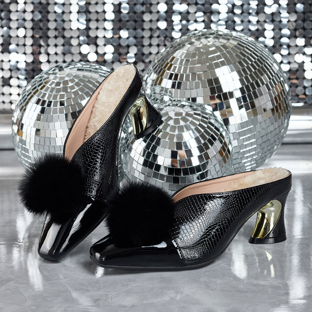 Elegant Women'S High Heels, Chunky Heel Temperament Furry Style Closed-Toe, Suitable for Weddings, Dances, Parties, Leisure, Going Out, Gifts, Etc., Women Shoes