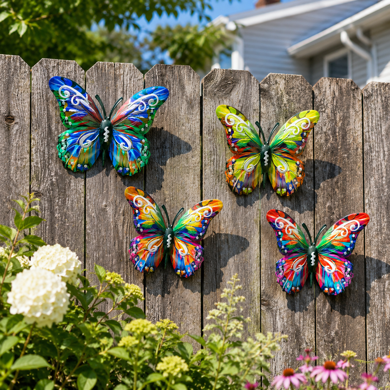 🦋Vibrant Metal Butterfly Wall Art – 4 Color Set