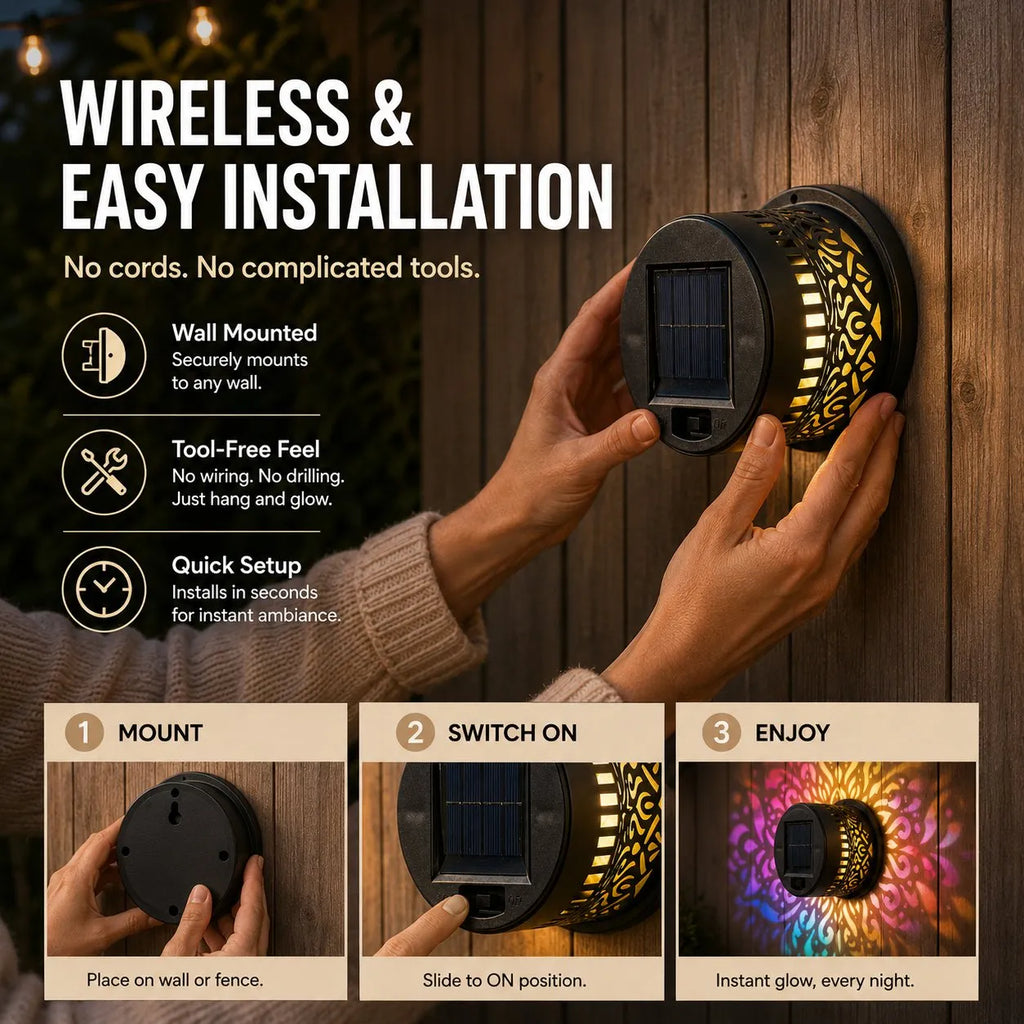Solar Mandala Wall Light | Outdoor Garden Fence Projector Lamp 🪐🌌