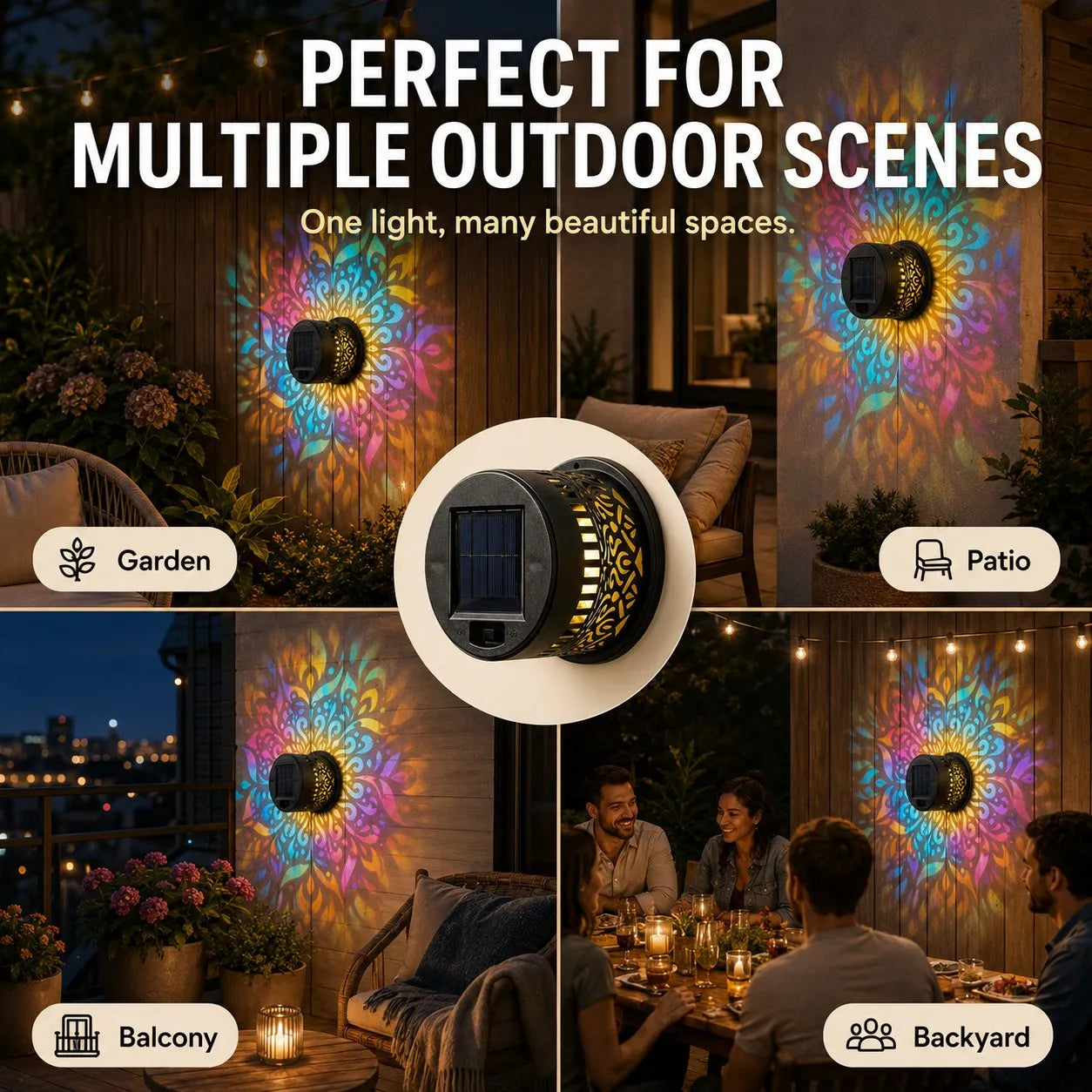 Solar Mandala Wall Light | Outdoor Garden Fence Projector Lamp 🪐🌌
