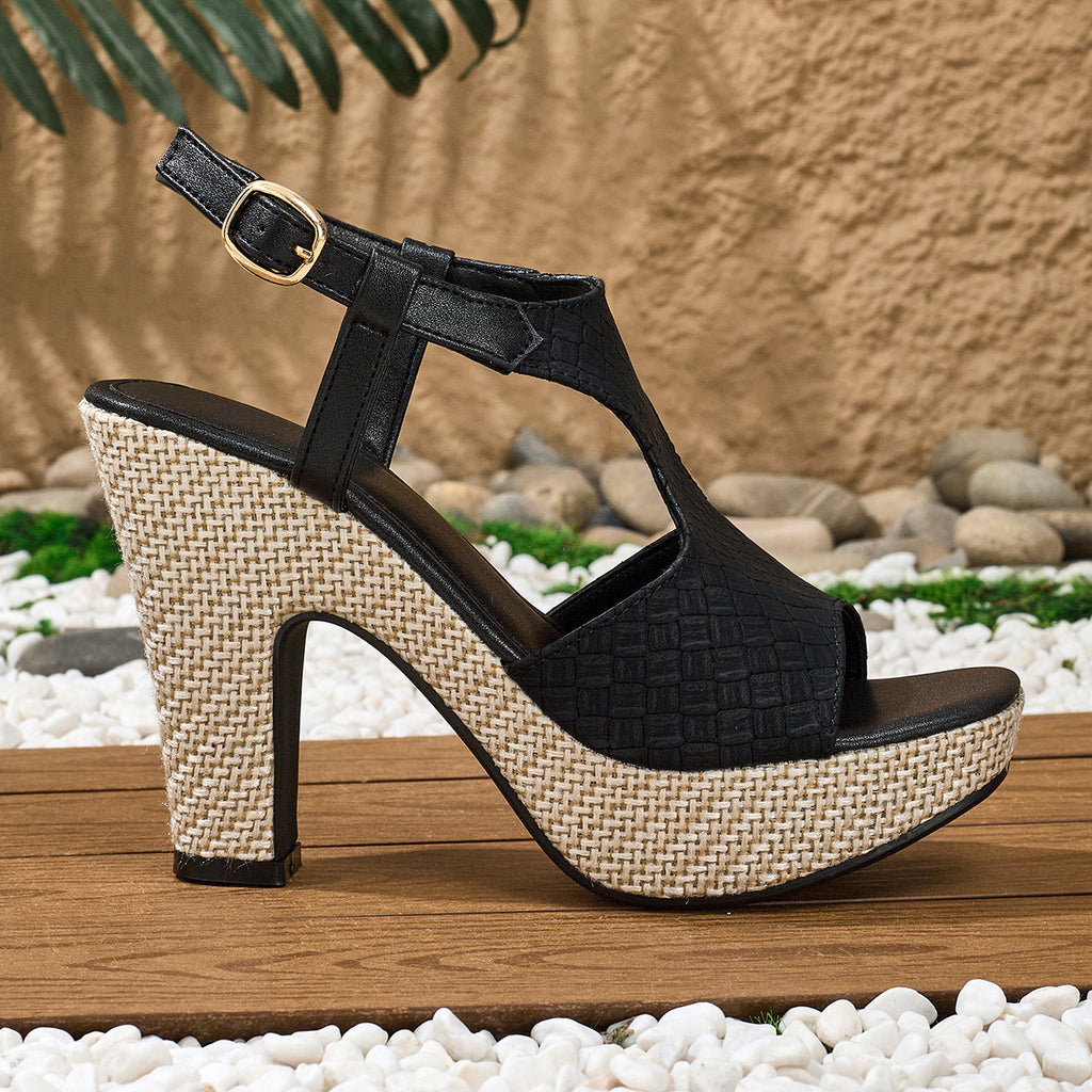 Elegant Women'S Bohemian-Style High-Heeled Sandals with Embossed Open-Toe Square Design, Comfortable And Versatile, Suitable for Nightclubs, Parties, Office Commutes, And Travel Outfits., Women Shoes