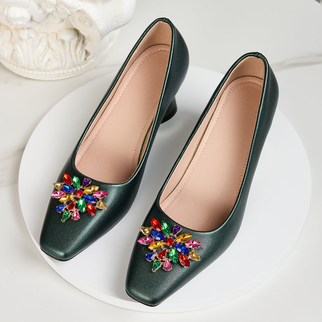 Elegant Women's High Heels - Chunky Block Square Toe Fashion Style, Suitable for Weddings, Parties, Balls and Travel, Women Shoes