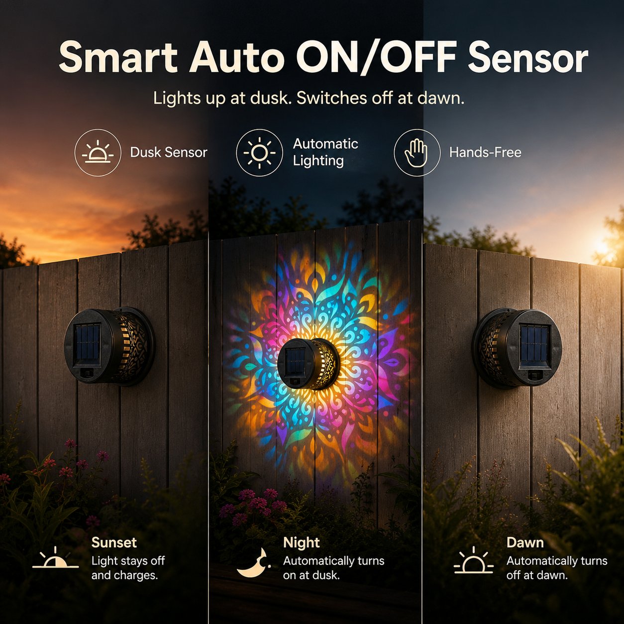 Solar Mandala Wall Light | Outdoor Garden Fence Projector Lamp 🪐🌌