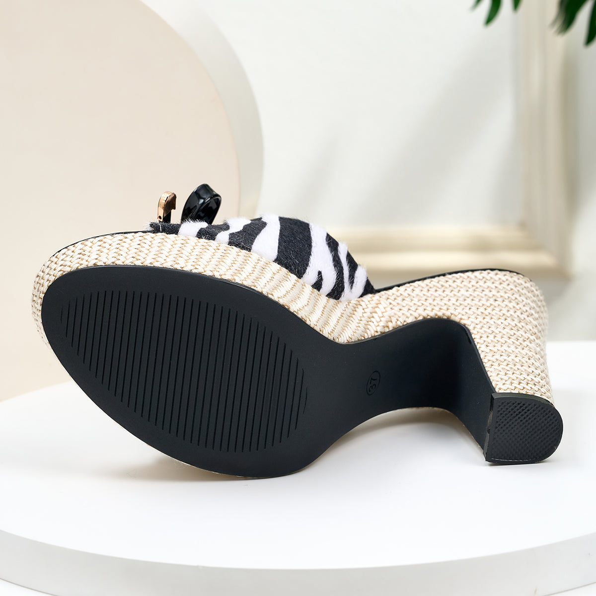 Elegant Women's Zebra Print Bow Open-Toe High Heel Sandals, Women Shoes