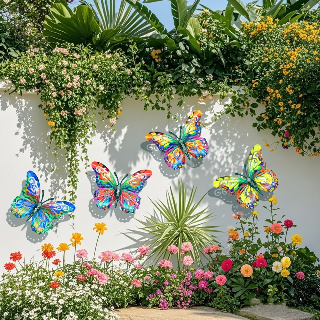 🦋Vibrant Metal Butterfly Wall Art – 4 Color Set
