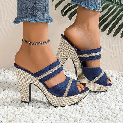 Elegant Women'S Casual And Comfortable High-Heeled Sandals for All Seasons, Featuring a Bohemian Style with Thick Soles, Perfect for Parties And Nightclubs., Women Shoes