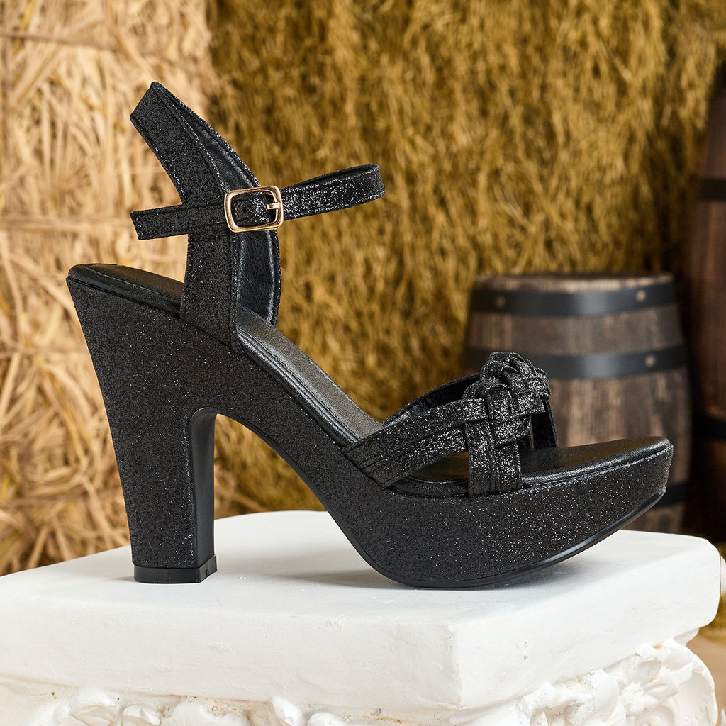 Elegant Comfortable Women's Chunky Heel Sandals | Woven Open-Toe Shoes for Parties Weddings Proms Beach Travel