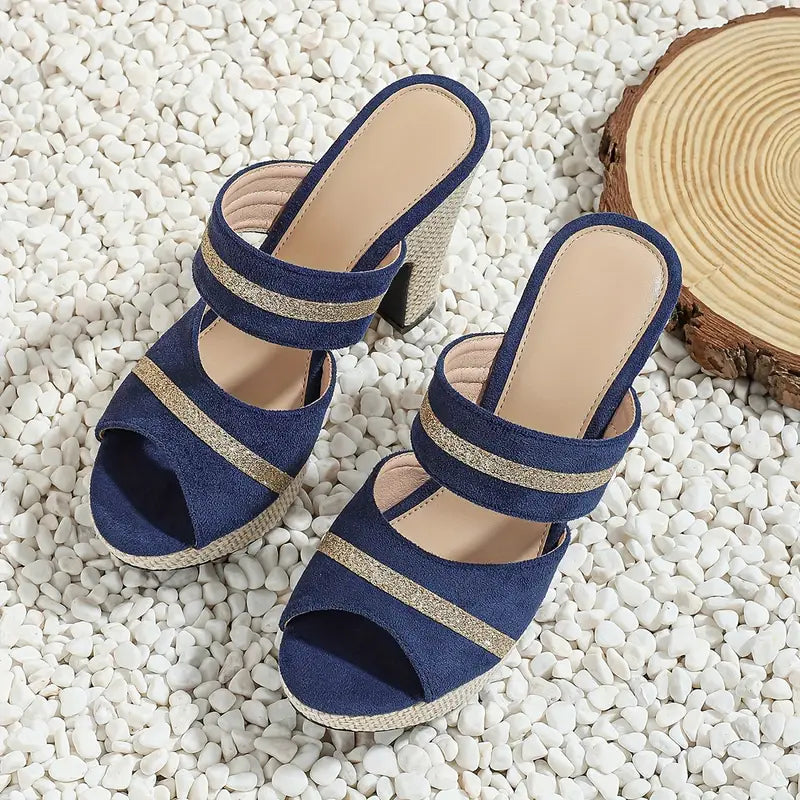 Elegant Women'S Casual And Comfortable High-Heeled Sandals for All Seasons, Featuring a Bohemian Style with Thick Soles, Perfect for Parties And Nightclubs., Women Shoes