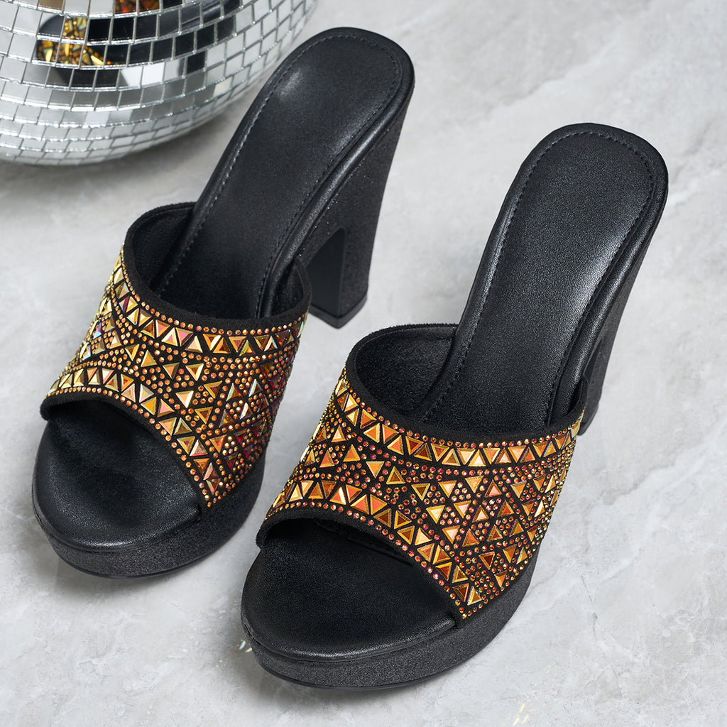 Elegant Women's Fashion Rhinestone High Heel Sandals, Women Shoes