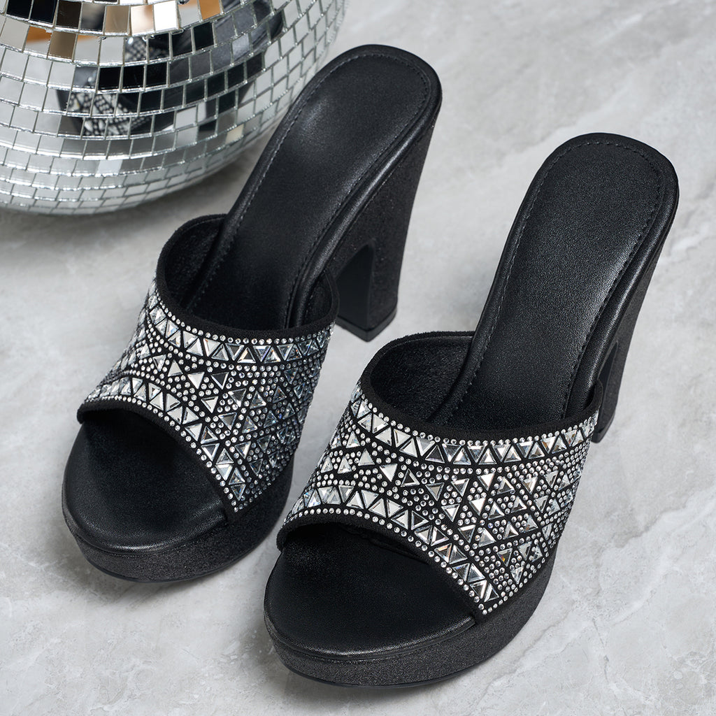 Elegant Women's Fashion Rhinestone High Heel Sandals, Women Shoes