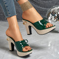 Elegant Women's Fashion Bow with Metal Chain Outer High-heel Sandals, Women Shoes