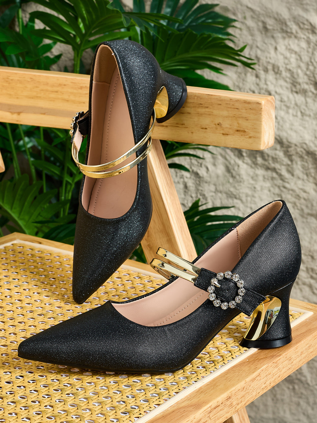 Elegant Ladies Casual Pointed High Heel Mules Comfortable Thick Heels All-match Style Suitable for Travel and Nightclub Parties, Women Shoes