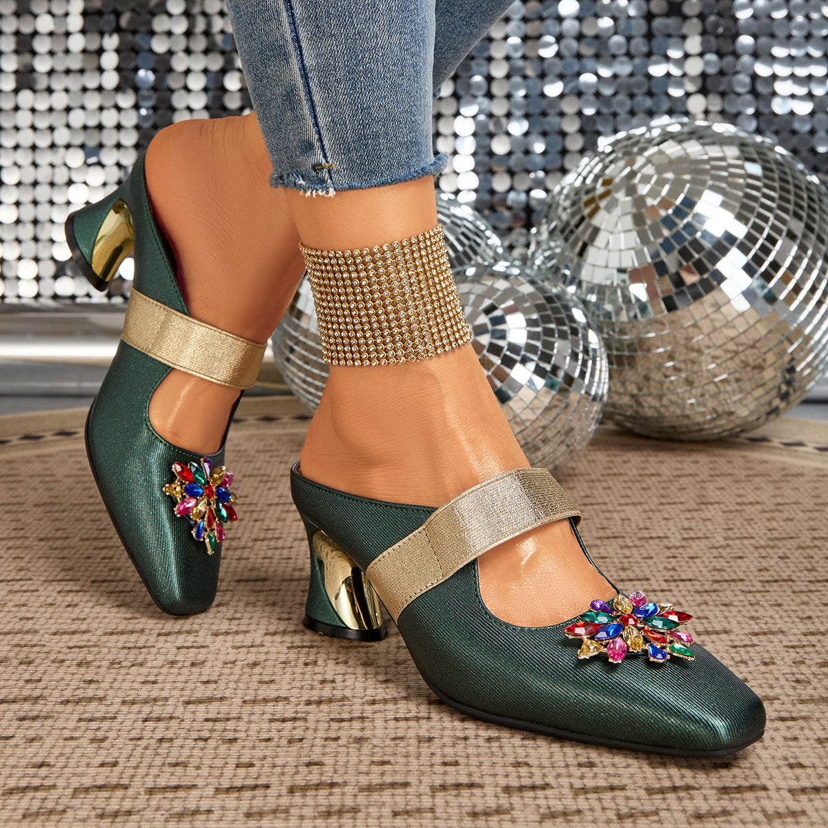 Elegant Women's High Heel Sandals, Fashionable Non-Tiring Thick Heel Slippers with Toe Cover, Suitable for Weddings, Balls, Parties, Casual Outdoor Wear, Women Shoes