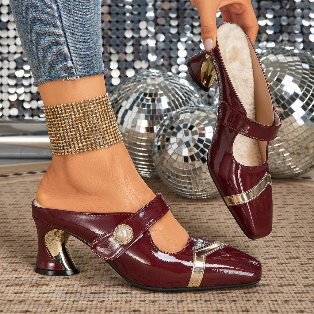 Ladies' Stylish High-Heeled Sandals That Are Comfortable And Casual, Featuring Chunky Heels And Closed Toes, Perfect for Weddings, Dances, Parties, And Casual Outings., Women Shoes