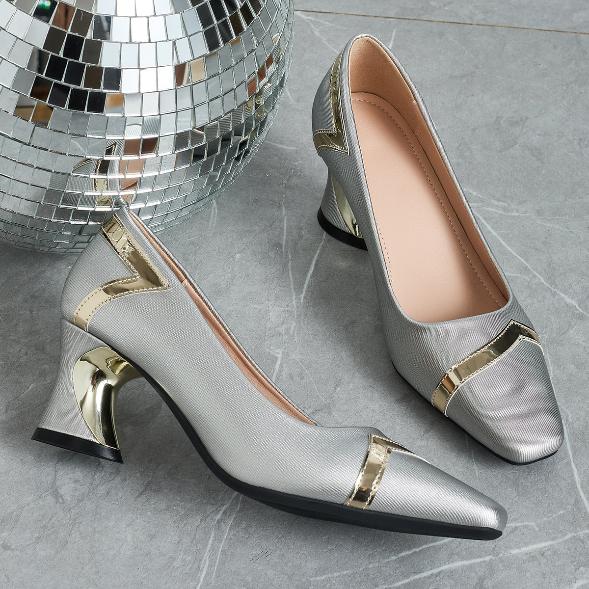 Elegant Women'S Casual Fashion Square-Toe High Heels, Suitable for All Seasons, Perfect for Parties with Comfortable Chunky Heels., Women Shoes