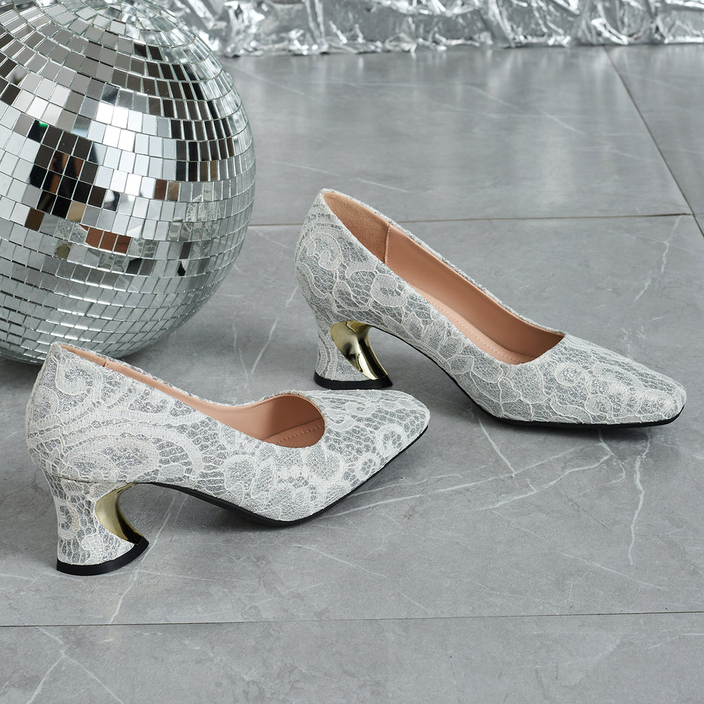 Elegant Women's Fashion Mule Square-Toe High Heels, Comfortable High Heel Chunky Heel Casual Versatile Style, Suitable for Work, Casual, Professional, Party, and Wedding, Women Shoes