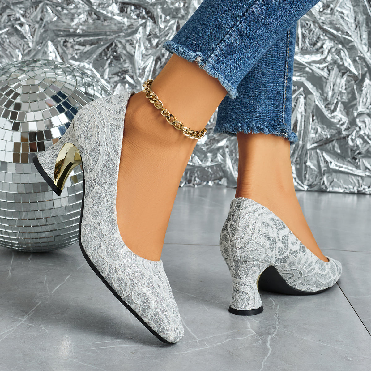 Elegant Women's Fashion Mule Square-Toe High Heels, Comfortable High Heel Chunky Heel Casual Versatile Style, Suitable for Work, Casual, Professional, Party, and Wedding, Women Shoes