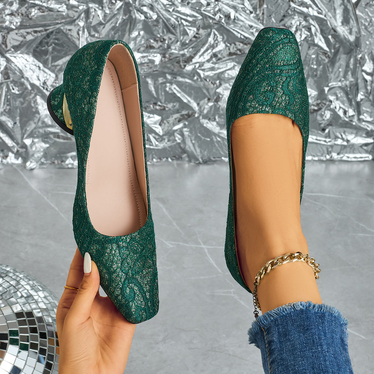 Elegant Women's Fashion Mule Square-Toe High Heels, Comfortable High Heel Chunky Heel Casual Versatile Style, Suitable for Work, Casual, Professional, Party, and Wedding, Women Shoes