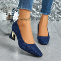 Elegant Women's Fashion Mule Square-Toe High Heels, Comfortable High Heel Chunky Heel Casual Versatile Style, Suitable for Work, Casual, Professional, Party, and Wedding, Women Shoes