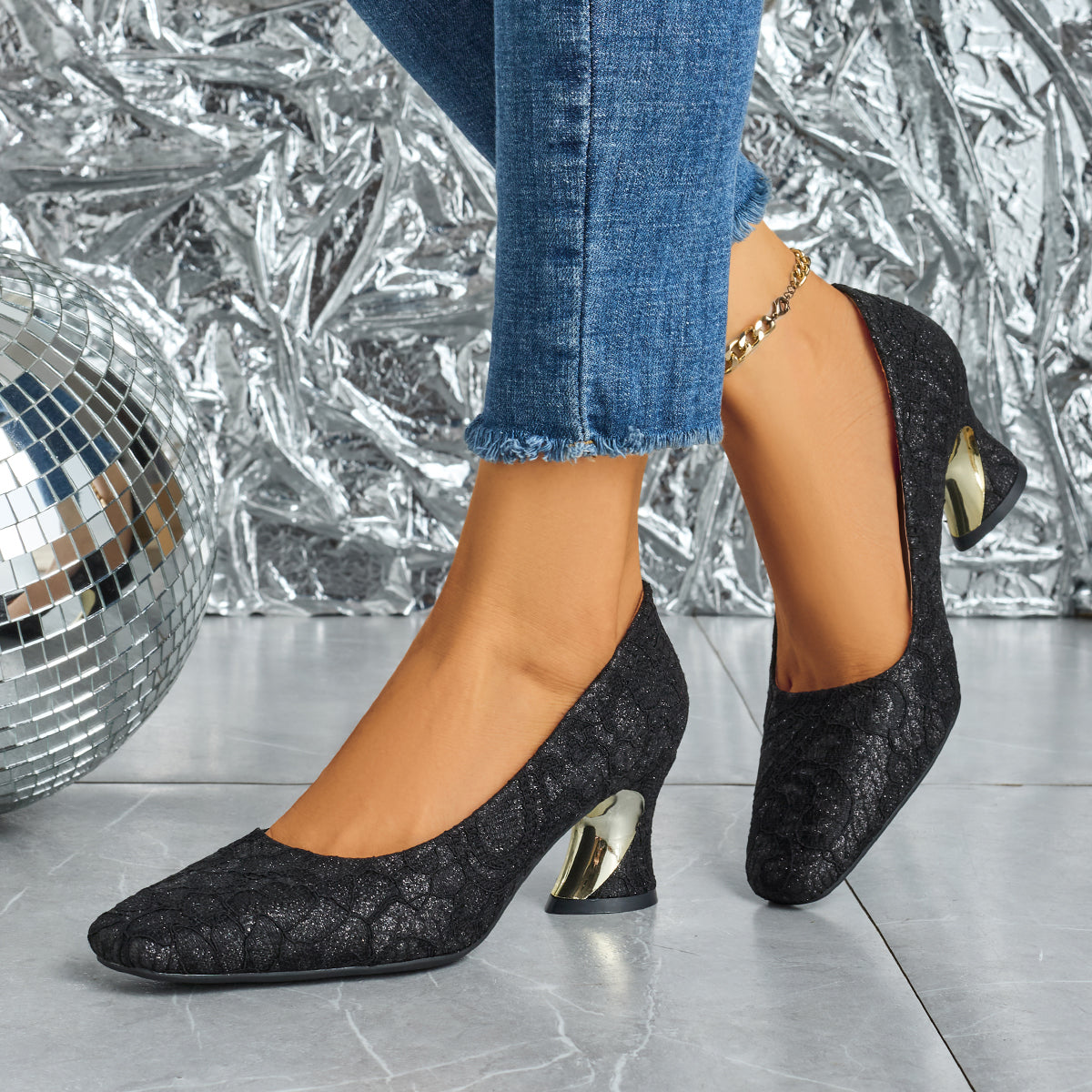 Elegant Women's Fashion Mule Square-Toe High Heels, Comfortable High Heel Chunky Heel Casual Versatile Style, Suitable for Work, Casual, Professional, Party, and Wedding, Women Shoes