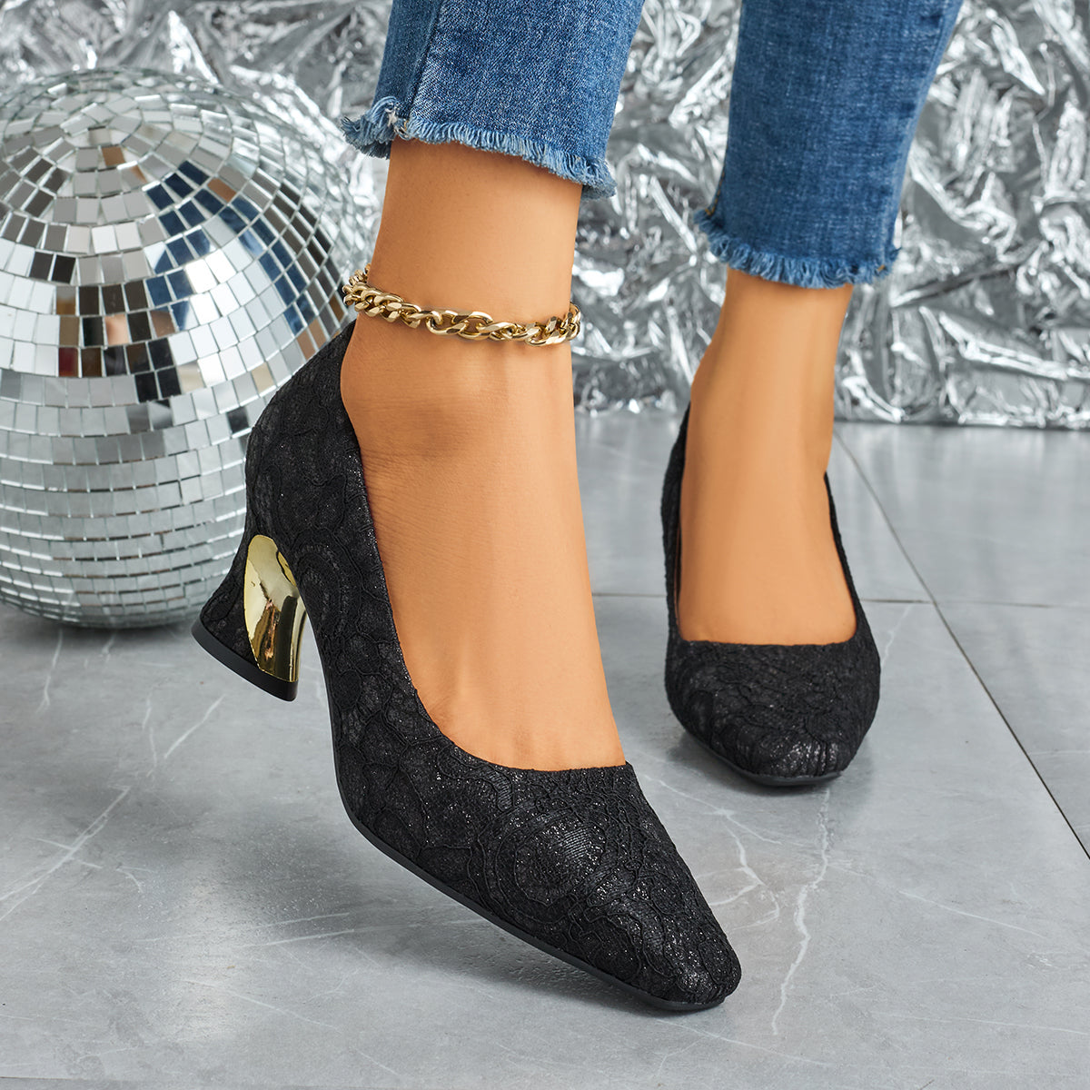 Elegant Women's Fashion Mule Square-Toe High Heels, Comfortable High Heel Chunky Heel Casual Versatile Style, Suitable for Work, Casual, Professional, Party, and Wedding, Women Shoes