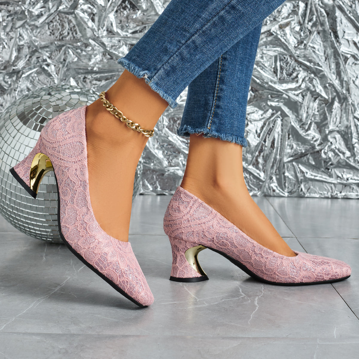 Elegant Women's Fashion Mule Square-Toe High Heels, Comfortable High Heel Chunky Heel Casual Versatile Style, Suitable for Work, Casual, Professional, Party, and Wedding, Women Shoes