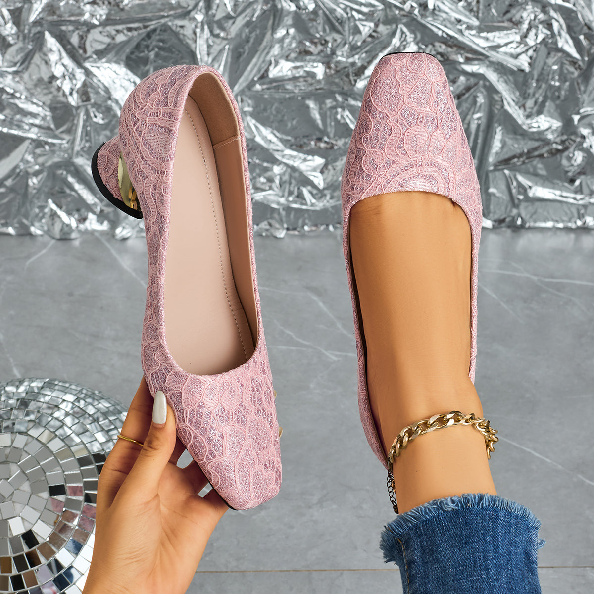 Elegant Women's Fashion Mule Square-Toe High Heels, Comfortable High Heel Chunky Heel Casual Versatile Style, Suitable for Work, Casual, Professional, Party, and Wedding, Women Shoes