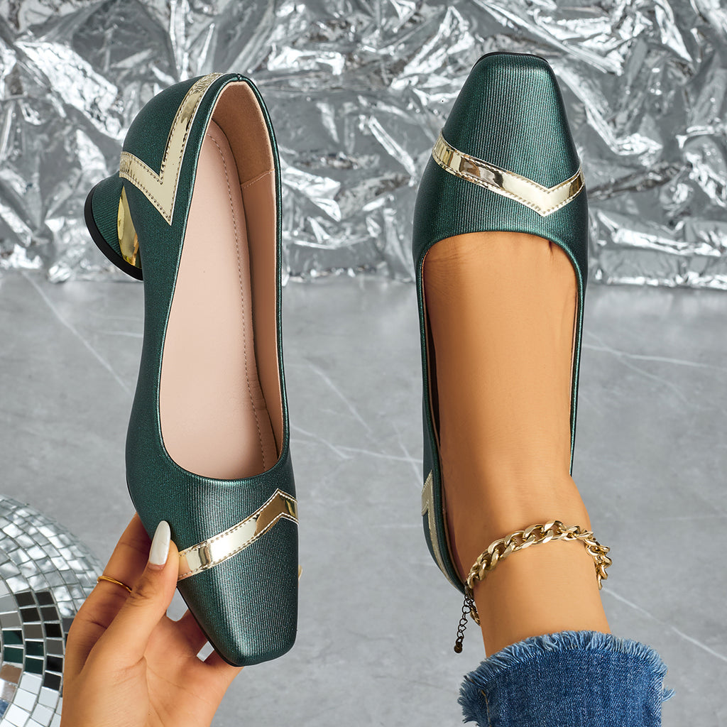Elegant Women'S Casual Fashion Square-Toe High Heels, Suitable for All Seasons, Perfect for Parties with Comfortable Chunky Heels., Women Shoes