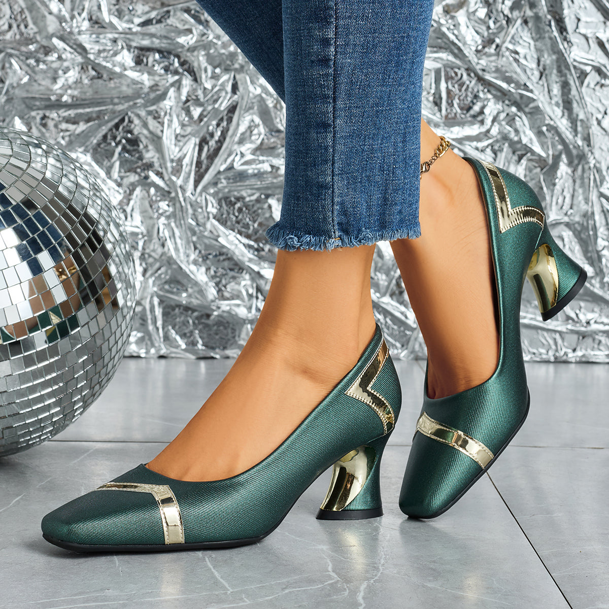 Elegant Women'S Casual Fashion Square-Toe High Heels, Suitable for All Seasons, Perfect for Parties with Comfortable Chunky Heels., Women Shoes