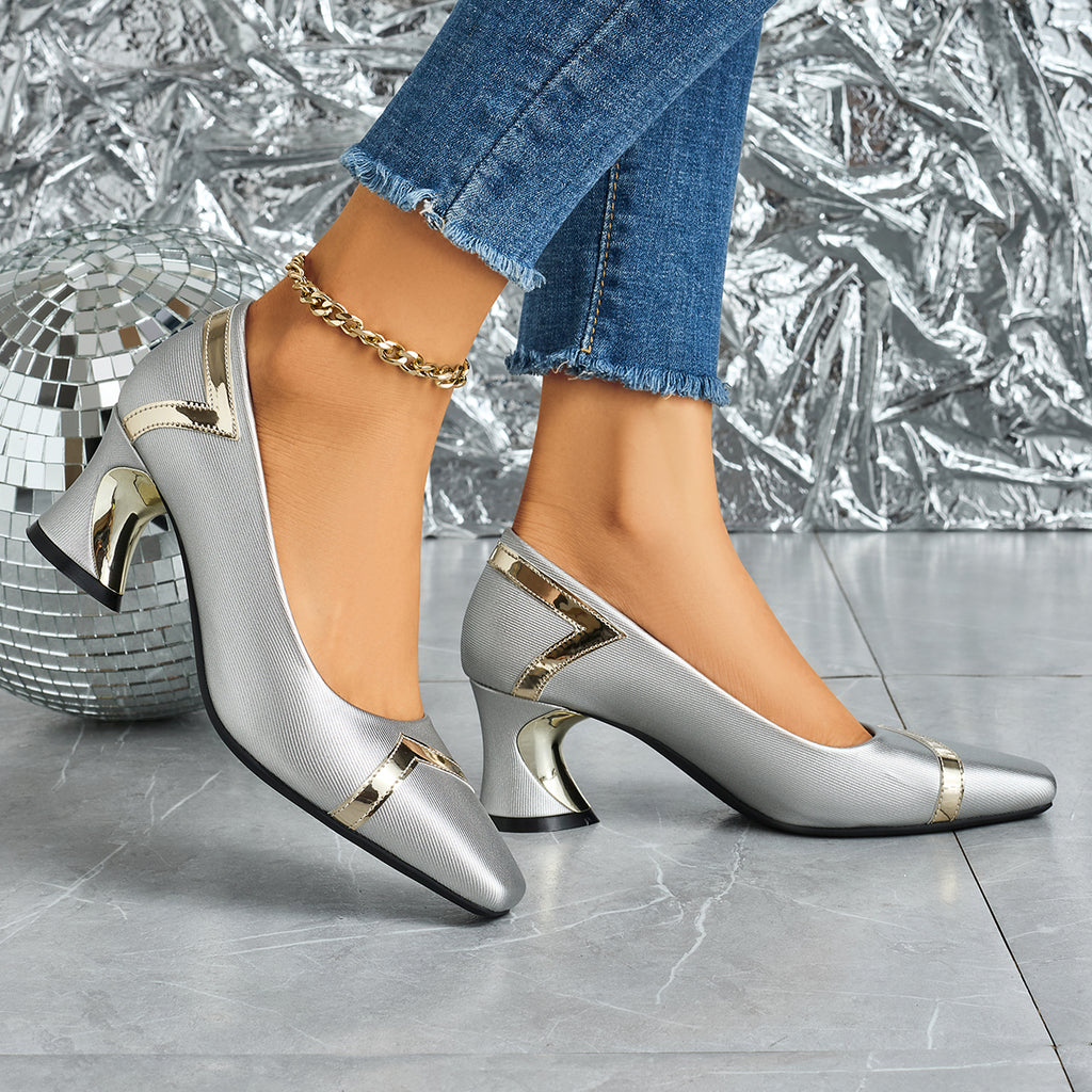 Elegant Women'S Casual Fashion Square-Toe High Heels, Suitable for All Seasons, Perfect for Parties with Comfortable Chunky Heels., Women Shoes