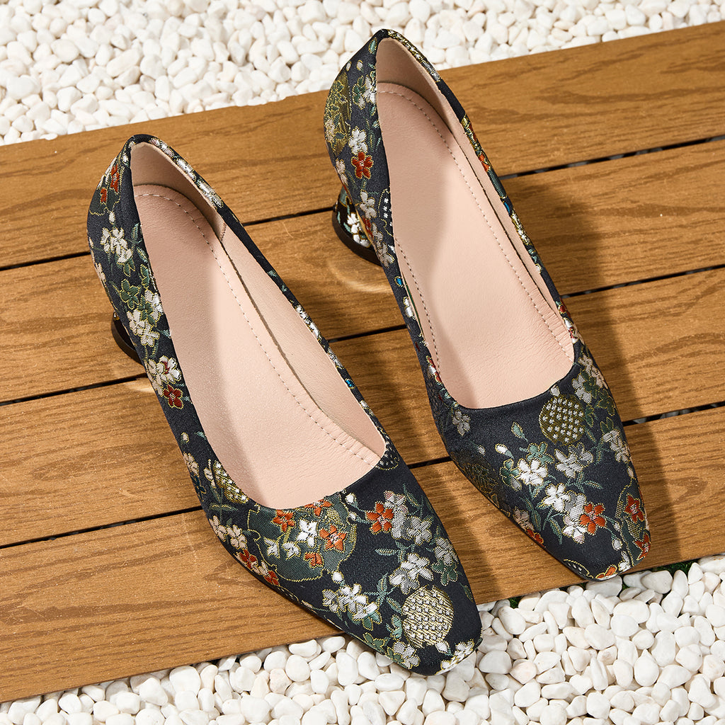 Elegant Women'S Fashionable Mule Shoes with Square Toes And Chunky Heels, Casual And Comfortable with Embroidery, Suitable for Weddings, Banquets, And Parties., Women Shoes