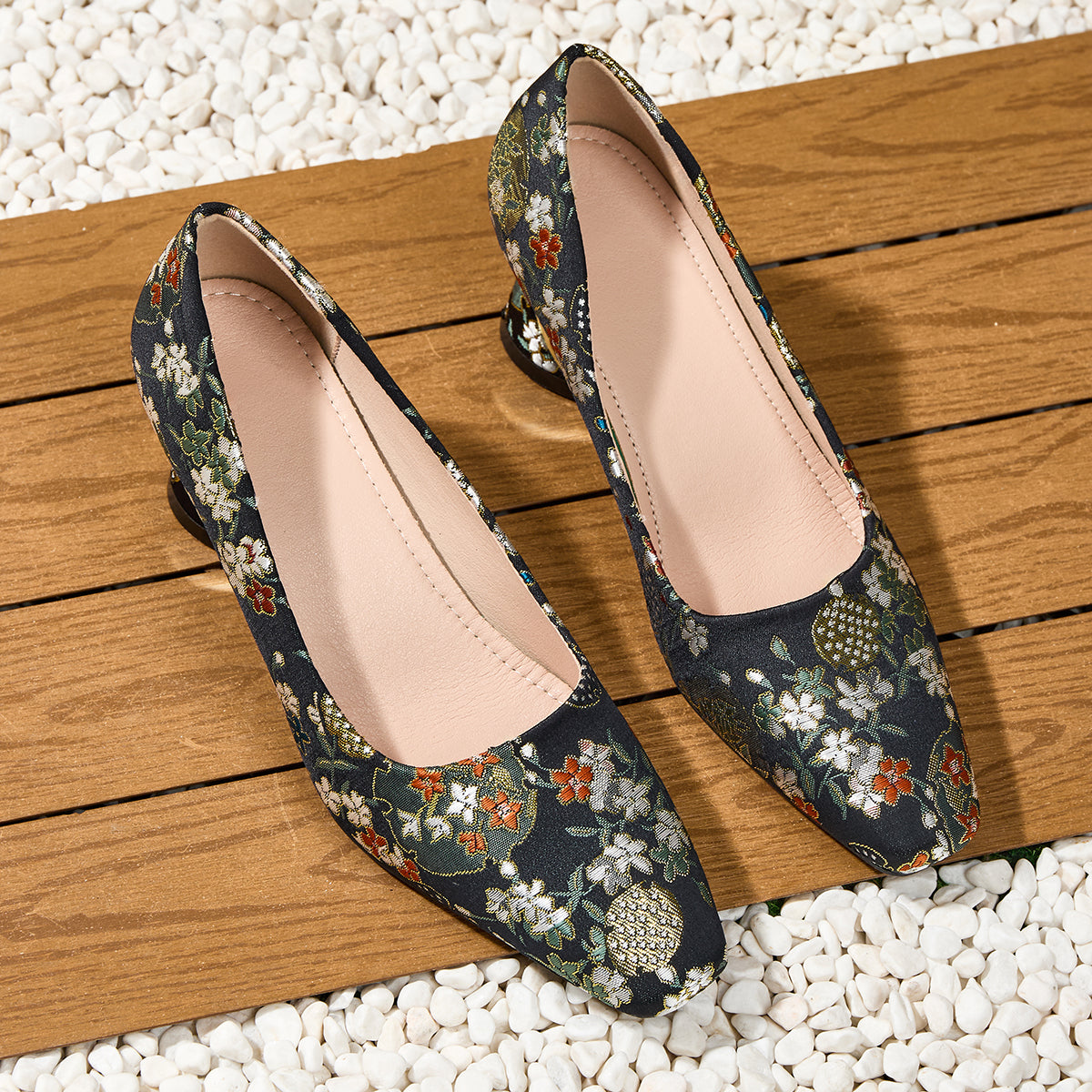 Elegant Women'S Fashionable Mule Shoes with Square Toes And Chunky Heels, Casual And Comfortable with Embroidery, Suitable for Weddings, Banquets, And Parties., Women Shoes