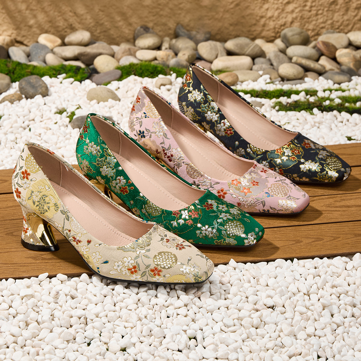 Elegant Women'S Fashionable Mule Shoes with Square Toes And Chunky Heels, Casual And Comfortable with Embroidery, Suitable for Weddings, Banquets, And Parties., Women Shoes