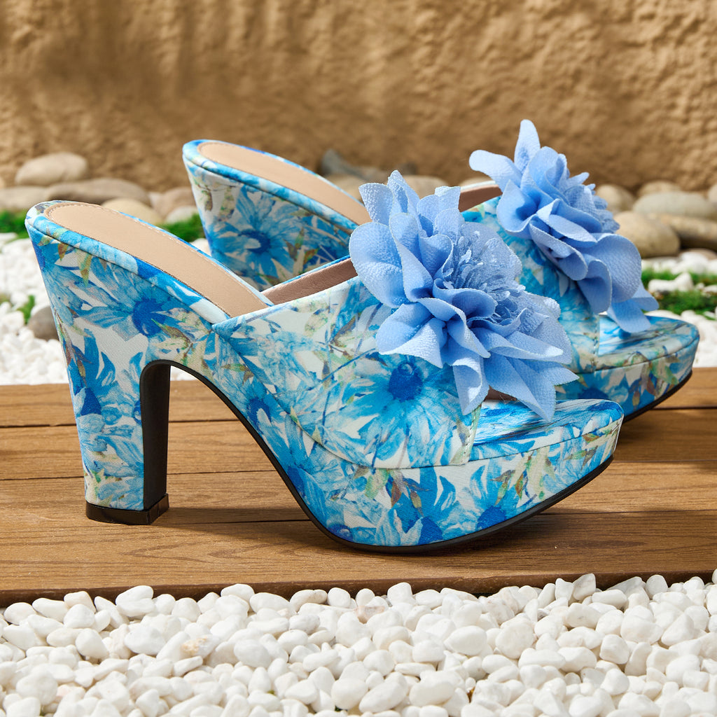 Elegant Women'S Stylish Printed High-Heeled Sandals with a Square Toe And Floral Thick Sole, Perfect for Weddings, Parties, Banquets, And Professional Outings., Women Shoes
