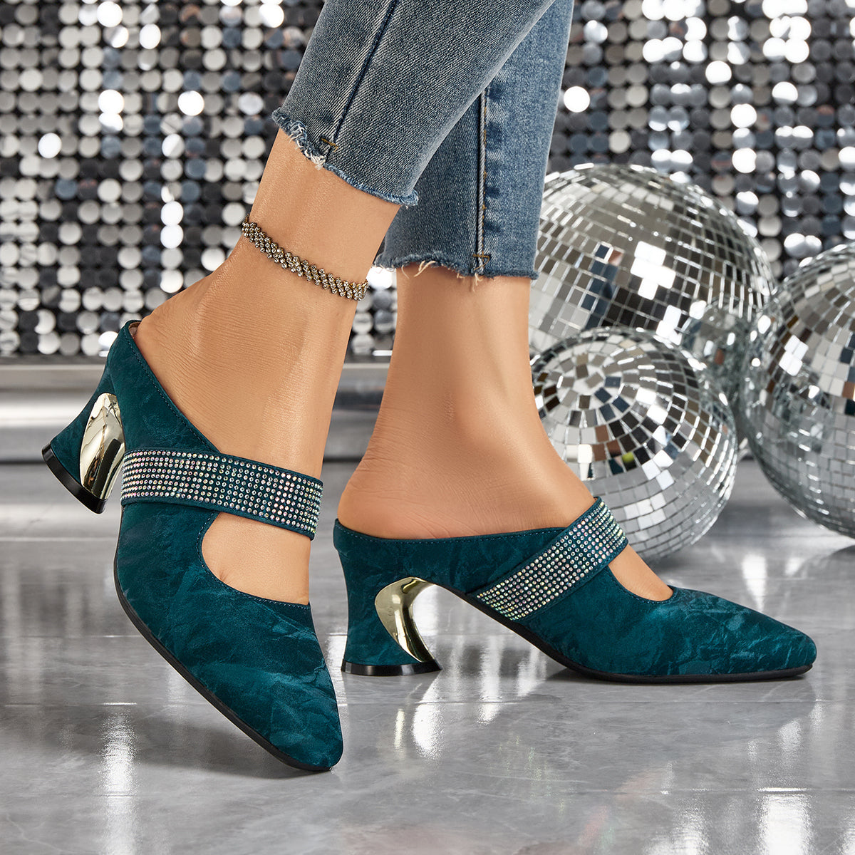 Elegant Women's Shiny Rhinestone High Heel Sandals Suitable for Dance Halls, Nightclubs, Etc, Women Shoes