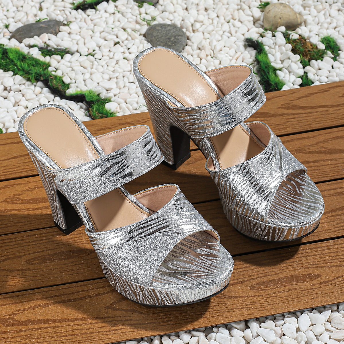 Elegant Women'S Seasonal Fashion Slip-On High-Heeled Sandals, Versatile for Parties And Weddings., Women Shoes