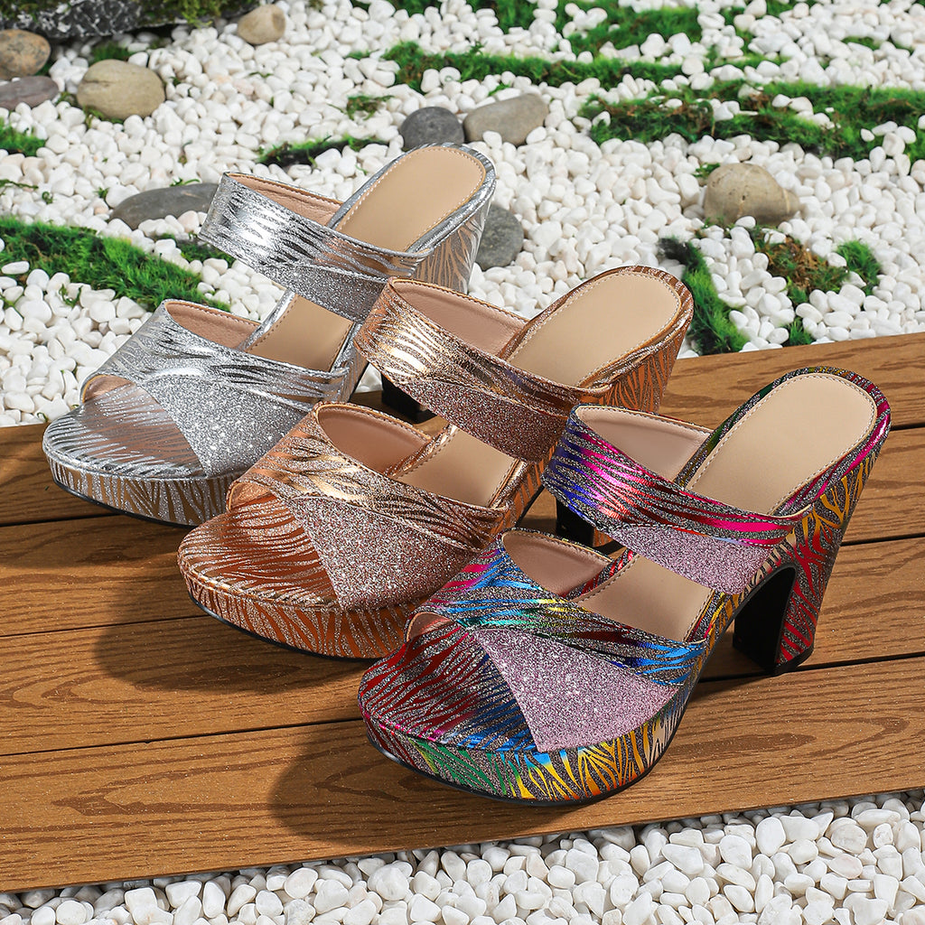 Elegant Women'S Seasonal Fashion Slip-On High-Heeled Sandals, Versatile for Parties And Weddings., Women Shoes